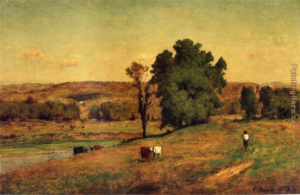 Landscape with Figure painting - George Inness Landscape with Figure art painting